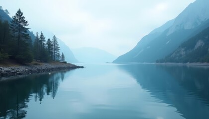 Obraz premium Tranquil mountain lake serene beauty