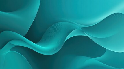 Obraz premium Abstract Teal Blue Wave Background - Minimalist Design with Soft Curved Lines