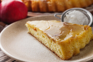 Traditional Apple Pie Charlotte: Delicious and Homemade on a Rustic Wooden Table