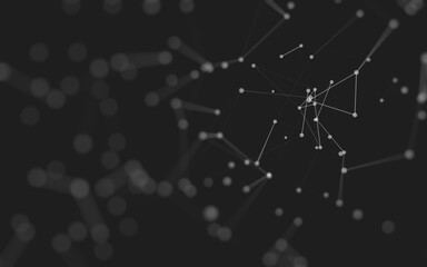 Abstract background. Molecules technology with polygonal shapes, connecting dots and lines. Connection structure. Big data visualization.