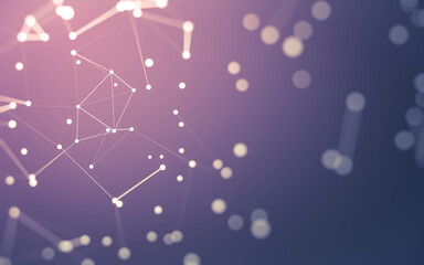 Fototapeta premium Abstract background. Molecules technology with polygonal shapes, connecting dots and lines. Connection structure. Big data visualization.
