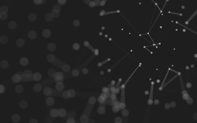 Fototapeta premium Abstract background. Molecules technology with polygonal shapes, connecting dots and lines. Connection structure. Big data visualization.