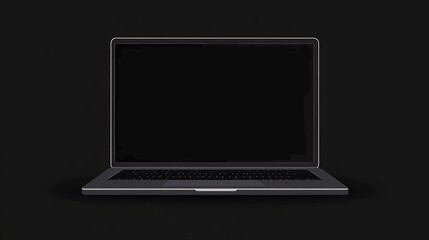 A black laptop with a black screen