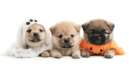 Obraz premium Three Adorable Puppies Dressed Up for Halloween