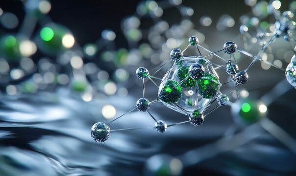 Abstract sci-fi symbol, emerald and navy tones with a luminous glow - Powered by Adobe