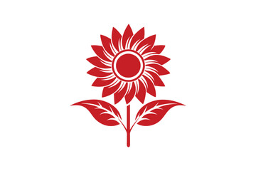 Red Flower Vector Illustration: Elegant Floral Bloom Isolated on White Background for Vibrant, Natural Design