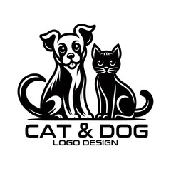 Cat And Dog Vector Logo Design