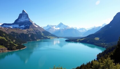  Enchanting mountain lake under a clear sky