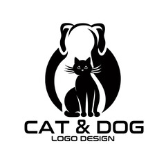 Cat And Dog Vector Logo Design