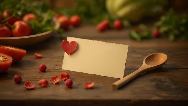 Heartfelt Connection in a Kitchen with a Wooden Spoon and Message Card
