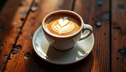  A moment of tranquility with a heartshaped coffee