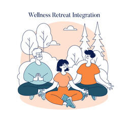 Pilgrimages. Flat Vector Illustration