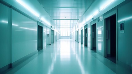 Modern Hospital Corridor with Elevator Access