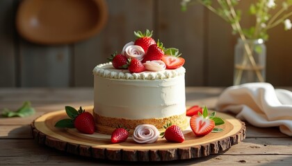  Deliciously fresh strawberry cake ready to be savored