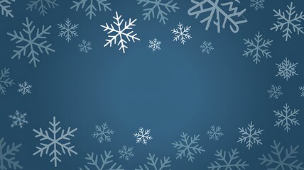 Blue Background with Scattered White Snowflakes