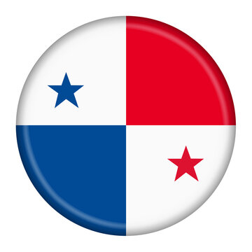 Panama flag button 3d illustration with clipping path