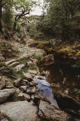 waterfall in the mountains, Lake District UK