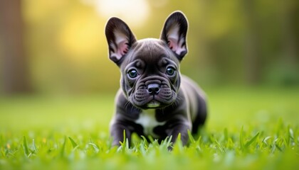 Fototapeta premium Adorable puppy exploring the great outdoors