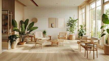 Fototapeta premium Modern Interior of Stylish Living Room ,Wall Mock Up, Frame , Poster with Beautiful Background, 3d render