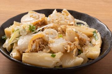 ホタテとメンマのねぎ生姜あえ