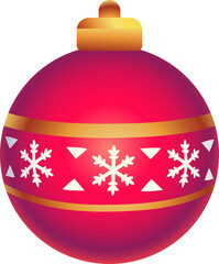 Red Ornament Ball with Snowflake Pattern (Illustration Gradient Style)