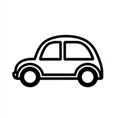 Obraz premium This illustration features a minimalist toy car design in black and white, highlighting its classic lines and playful character against a crisp white backdrop, icon
