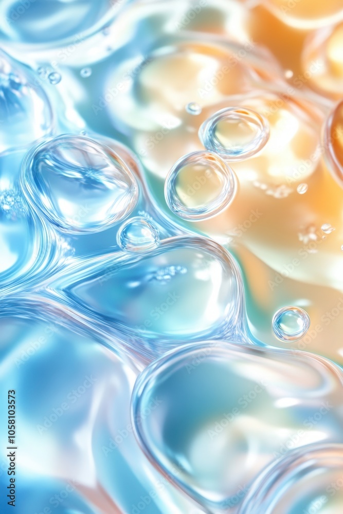 Poster glistening chrome effect abstract shapes shimmer with vibrant colors and fluid movement