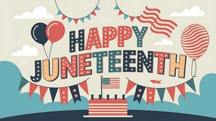 Obraz premium Festive Illustration Celebrating Juneteenth with American Flag Motifs