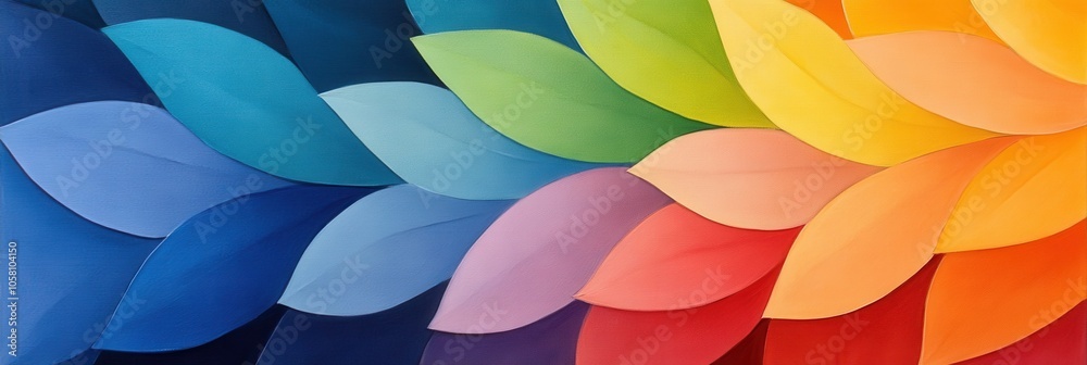 Poster Colorful Overlapping Leaves Creating a Stunning Gradient in an Abstract Floral Design