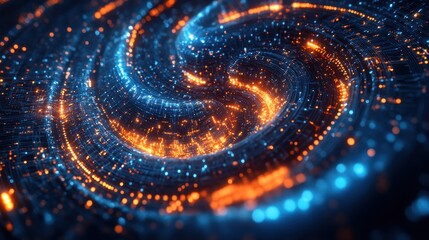 Abstract Blue and Orange Light Spiral Background.