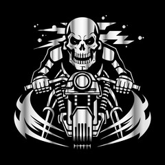 Ride or Die: Vintage Skull Biker Vector Art with Classic Motorcycle Vibe for Bold Road Legends
