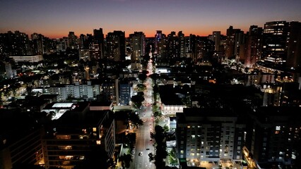 Fototapeta premium Curitiba Skyline At Curitiba In Parana Brazil. Traffic Avenue. Downtown District. Sunset Landscape. Curitiba Skyline At Curitiba In Parana Brazil. Cityscape Background. Parana Brazil. 