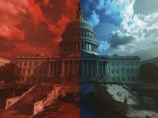Divided Sky Above the US Capitol Building in Washington D.C.