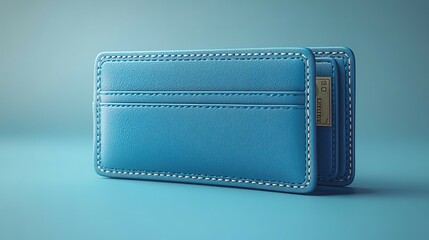 Blue Leather Wallet with White Stitching
