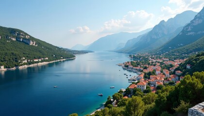  Tranquil coastal town nestled amidst natures grandeur