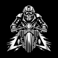 Road Reaper: Timeless Skull Biker Vector Illustration, Classic and Bold Motorcycle Art
