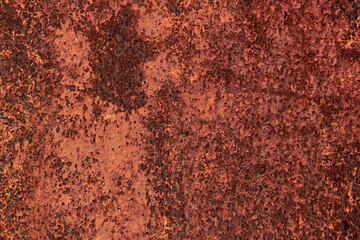 Empty rusty corrosion and oxidized background. Grunge rusted metal texture. Worn metallic iron wall