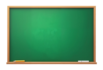 green chalkboard with chalk on white transparent background