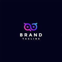 Simple Owl Infinity Eye Logo Design. Colorful Owl Infinity Eye Symbol Logo Design.