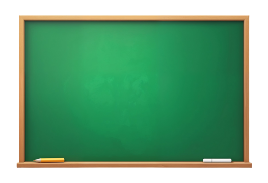 green chalkboard with chalk on white transparent background