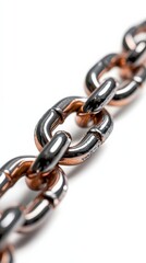Obraz premium Metal chain links, close-up on white isolate background