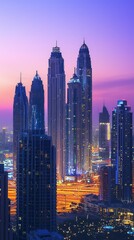 Obraz premium Stunning City Skyline at Dusk with Vibrant Colors