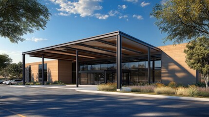 Fototapeta premium Modern 3D Rendering of a Contemporary Residence