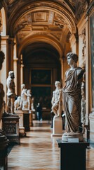 Fototapeta premium Captivating View of Ancient Gallery Displaying Statues