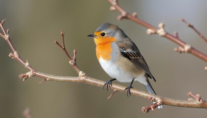 Fototapeta premium A small bird perched on a branch ready to take flight