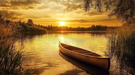 Fototapeta premium Tranquil Summer Lake View at Sunset