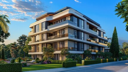 Modern 3D Visualization of Residential Building Design