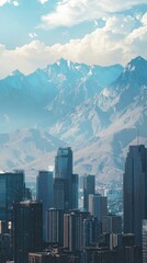 Obraz premium Stunning Skyscrapers with Mountainous Backdrop