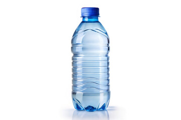 Naklejka premium bottle of water. bottle, water, plastic, drink, isolated, liquid, white, blue, transparent, mineral, clean, clear, beverage, container, cold, object, full, healthy, fresh, freshness, bottled, natural,