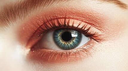 Close-up of Eye with Colorful Makeup and Detail